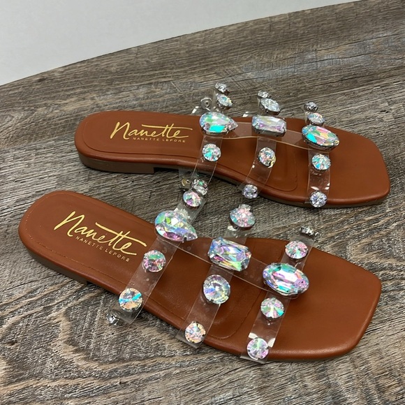 Nanette Lepore Rhinestone Translucent Sandals Size 7.5 - Picture 3 of 8